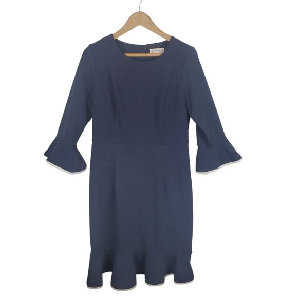 Nanette Lepore Navy Blue 1/2 Sleeve Dress Size 10 - Picture 2 of 8